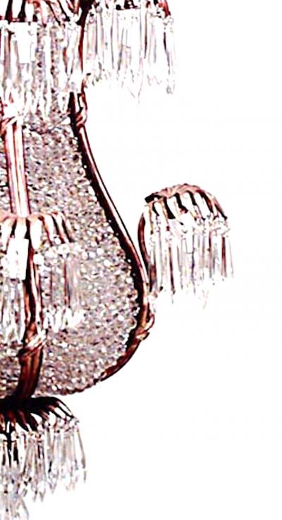 French Victorian Style Bronze Dore Palm Design Chandelier