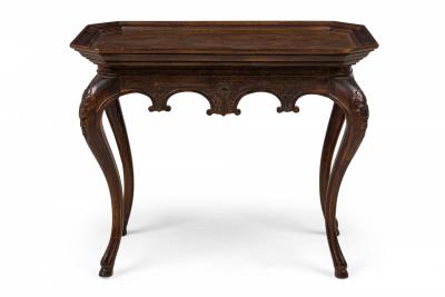 French Victorian Style Carved Rectangular Canted Corner Console Occasional Tab
