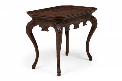 French Victorian Style Carved Rectangular Canted Corner Console Occasional Tab