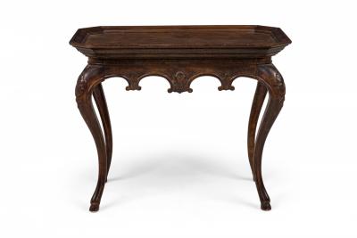 French Victorian Style Carved Rectangular Canted Corner Console Occasional Tab