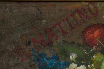 French Victorian Style Oil on Canvas Painting Titled Still Life 2 