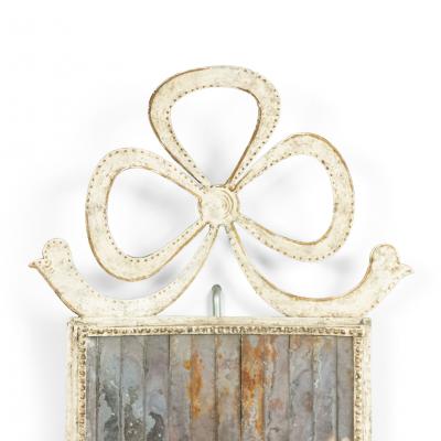 French Victorian Style Tole and Mirror Bow Knot Wall Sconces