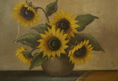 French Victorian Sunflower Still Life