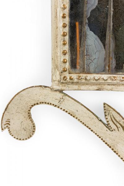French Victorian Tole Silvered Bow Wall Mirror