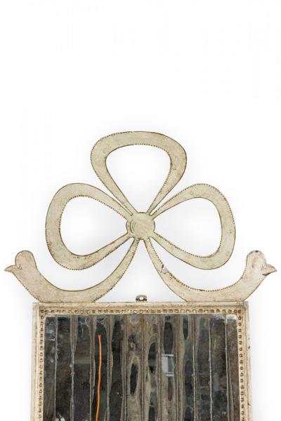 French Victorian Tole Silvered Bow Wall Mirror