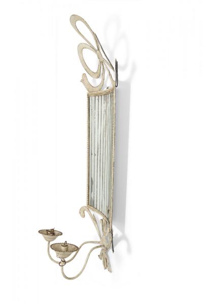 French Victorian Tole Silvered Bow Wall Mirror