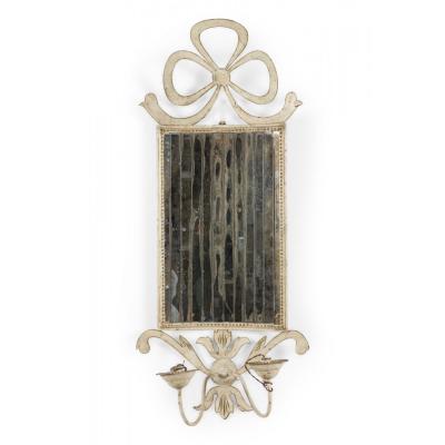 French Victorian Tole Silvered Bow Wall Mirror