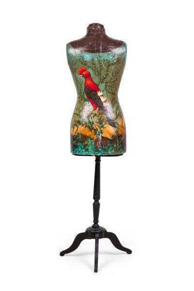 French Victorian Toucan Painted Mannequin