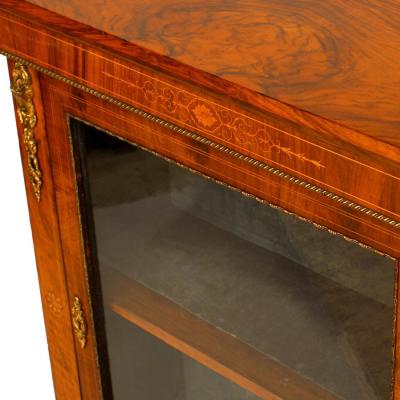 French Victorian Walnut Display Cabinet