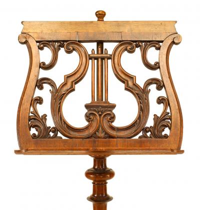French Victorian Walnut Lyre Music Stand