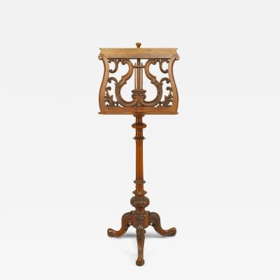 French Victorian Walnut Lyre Music Stand