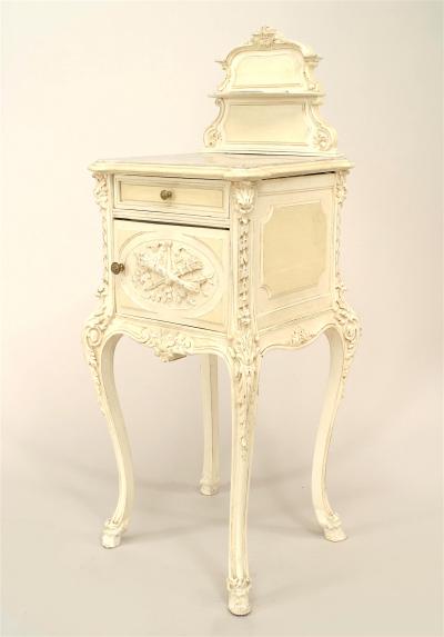 French Victorian White Bedside Commode