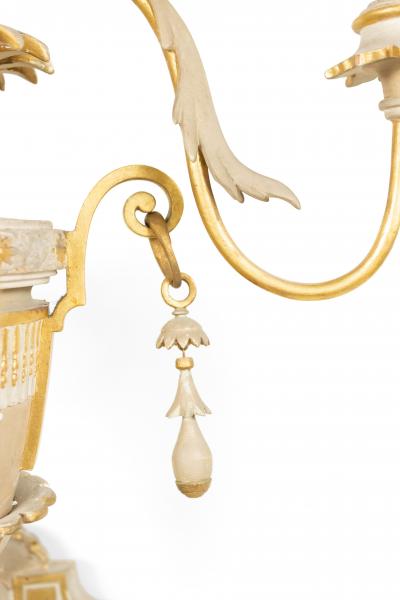 French Victorian White Painted and Gilt Wooden Carved Wall Sconces