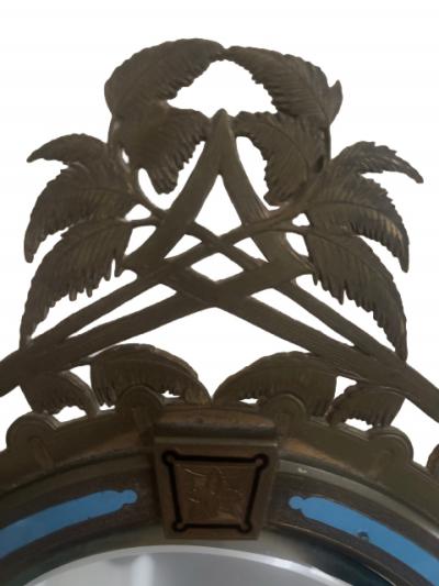 French Victorian bronze dressing table mirror with palm tree design