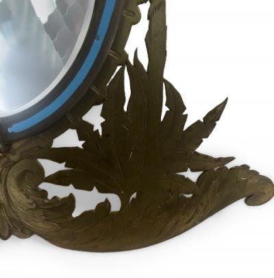 French Victorian bronze dressing table mirror with palm tree design