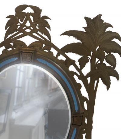 French Victorian bronze dressing table mirror with palm tree design