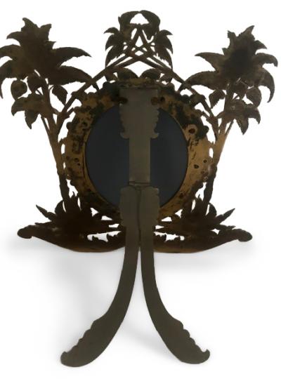 French Victorian bronze dressing table mirror with palm tree design