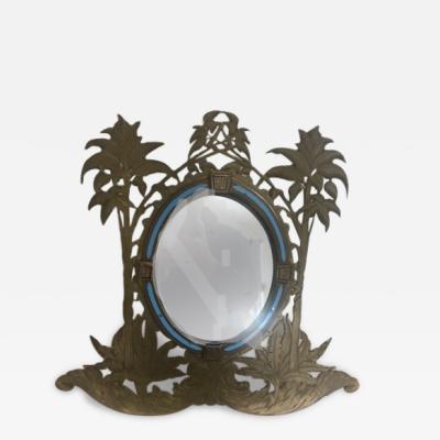 French Victorian bronze dressing table mirror with palm tree design