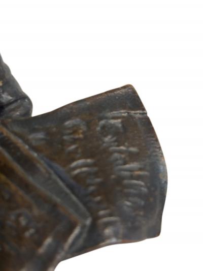 French Victorian bronze of a boy selling newspapers on a marble plinth