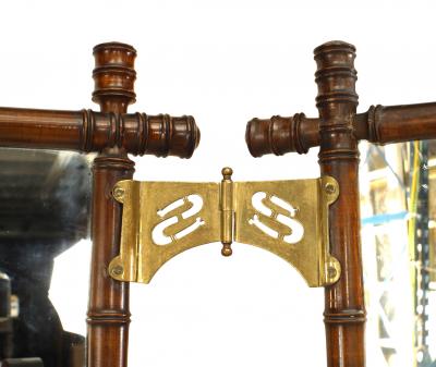 French Victorian faux bamboo 3 fold cheval mirror