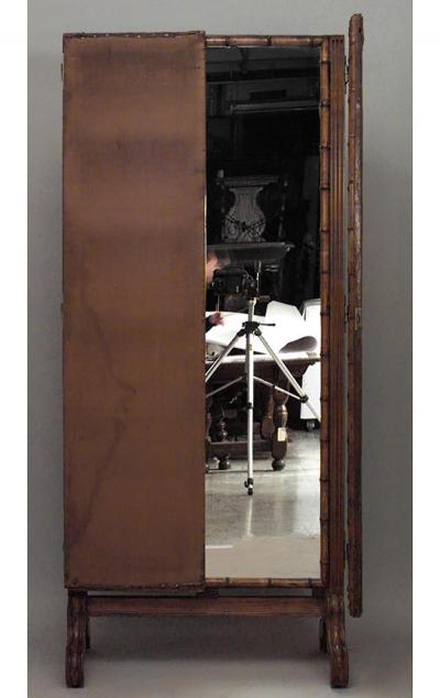 French Victorian faux bamboo maple 3 way triptych cheval mirror