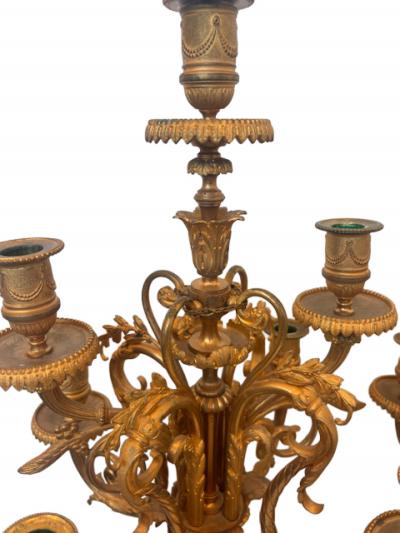 French Victorian gilt candellabra with Japanese bronze vase