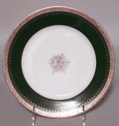 French Victorian green and white Limoges porcelain plates