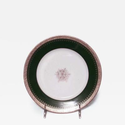 French Victorian green and white Limoges porcelain plates