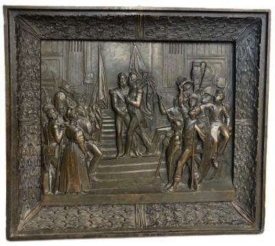 French Victorian patriotic bronze wall plaque