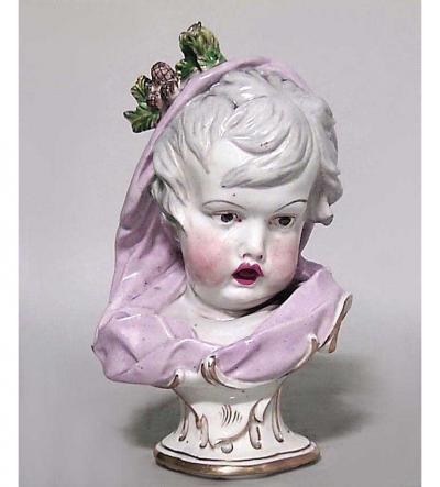 French Victorian style Meissen porcelain bust of a young girl