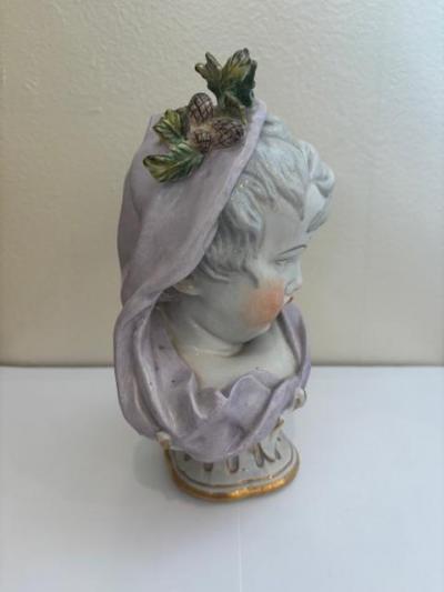 French Victorian style Meissen porcelain bust of a young girl