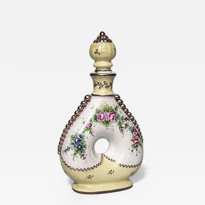 French Victorian style white and yellow porcelain shaped perfume bottles