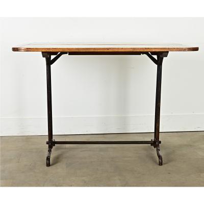 French Vintage Bistro Table with Wood Top