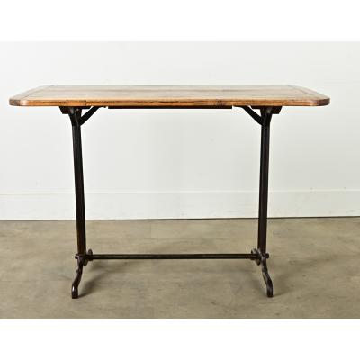 French Vintage Bistro Table with Wood Top