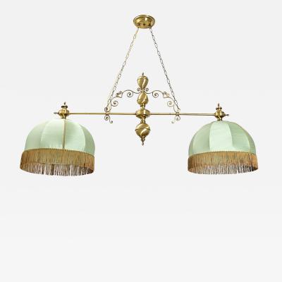 French Vintage Brass Silk Fringe Billiard Light