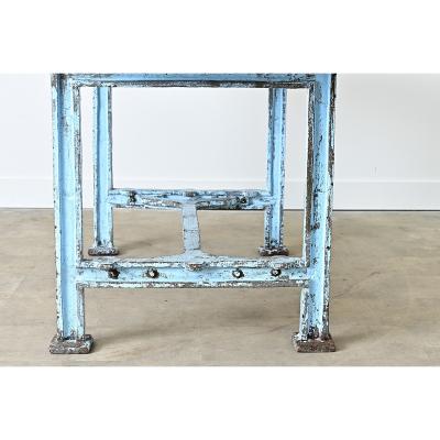 French Vintage Cast Iron Wood Top Work Table