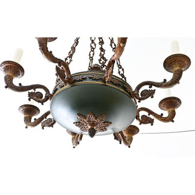 French Vintage Empire Style Gilt Bronze Tole Flush mount