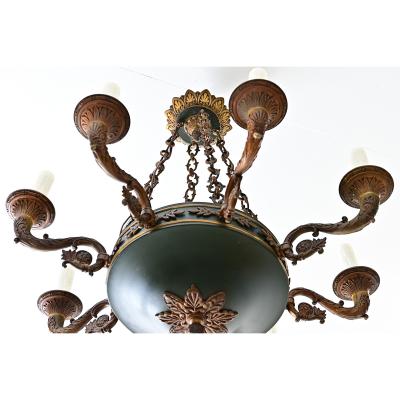 French Vintage Empire Style Gilt Bronze Tole Flush mount