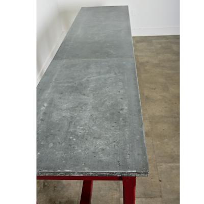 French Vintage Farm Table with Zinc Top