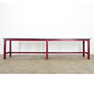 French Vintage Farm Table with Zinc Top