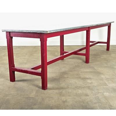 French Vintage Farm Table with Zinc Top