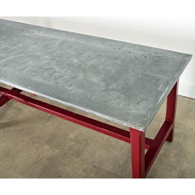 French Vintage Farm Table with Zinc Top