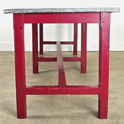 French Vintage Farm Table with Zinc Top
