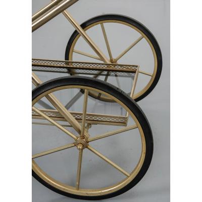 French Vintage Folding Brass Bar Cart
