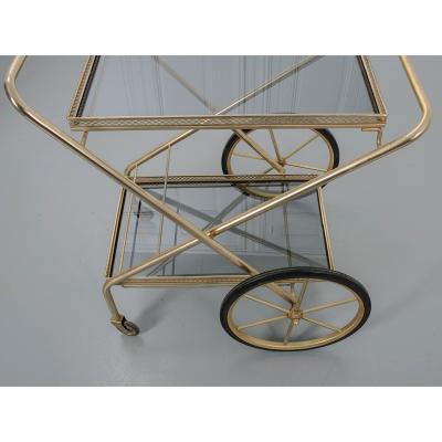French Vintage Folding Brass Bar Cart