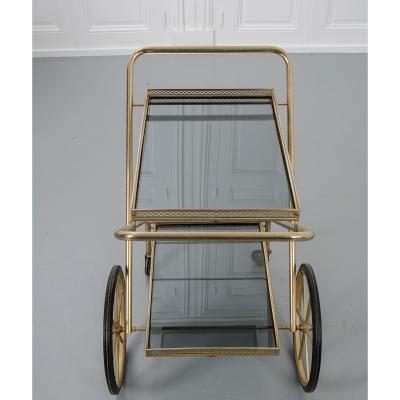 French Vintage Folding Brass Bar Cart