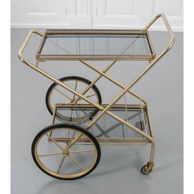 French Vintage Folding Brass Bar Cart