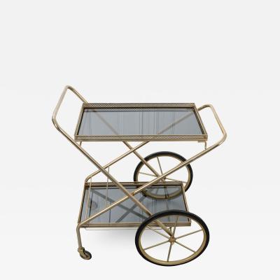 French Vintage Folding Brass Bar Cart