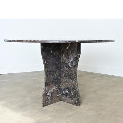 French Vintage Fossil Marble Dining Center Table