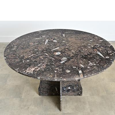 French Vintage Fossil Marble Dining Center Table